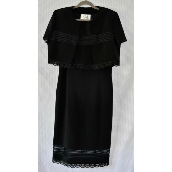 WILLIAM TRAVILLA Haute Couture Black Cocktail Dress With Jacket Size 12 - Picture 1 of 12